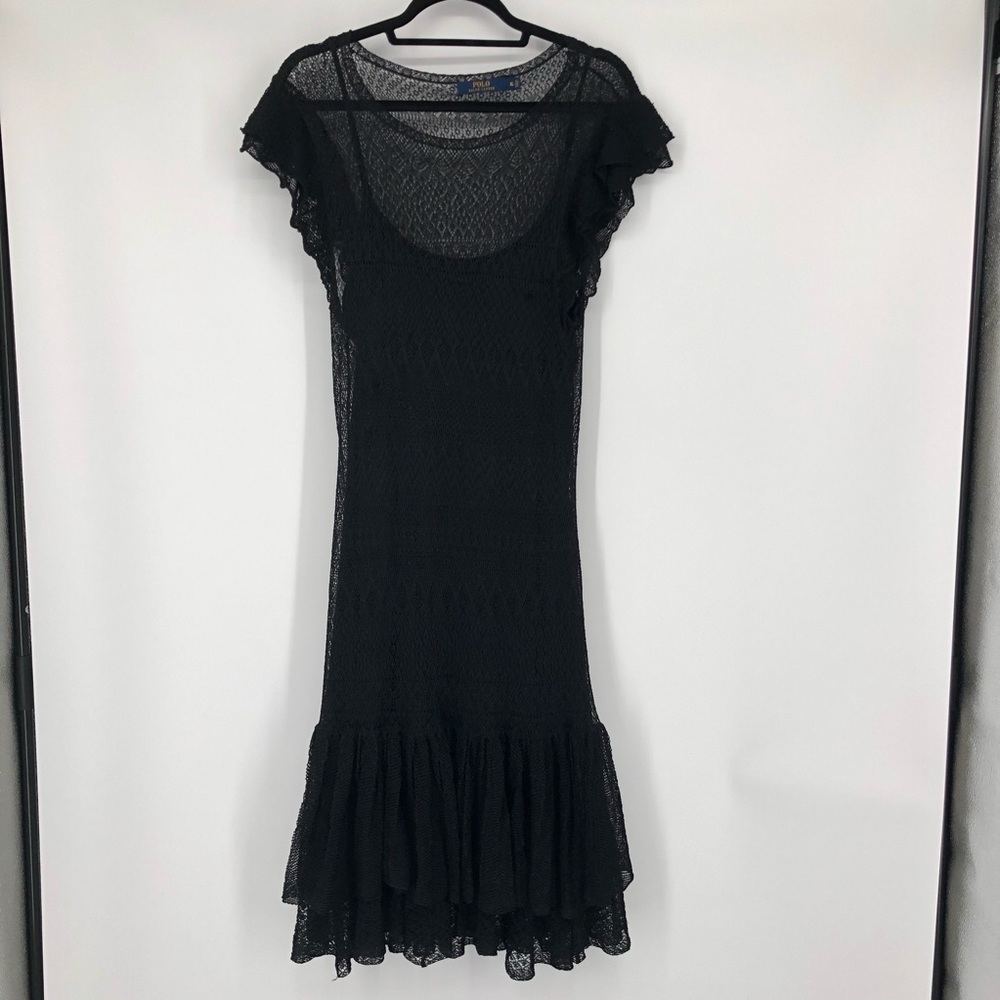 Polo by Ralph Lauren Black Lace Midi Dress